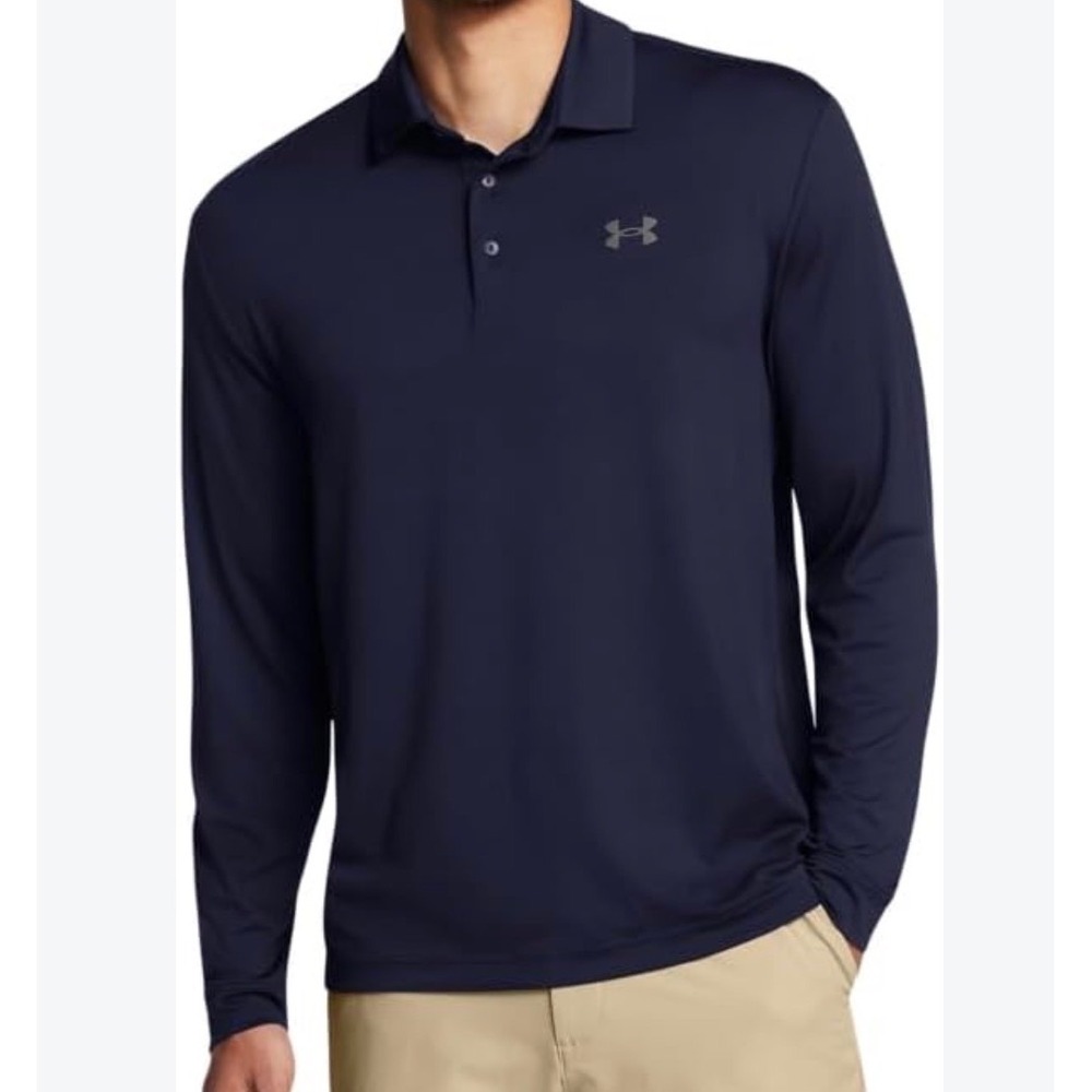 Under Armour Performance Polo Large Navy Long Sleeve Loose Fit Shirt preloved